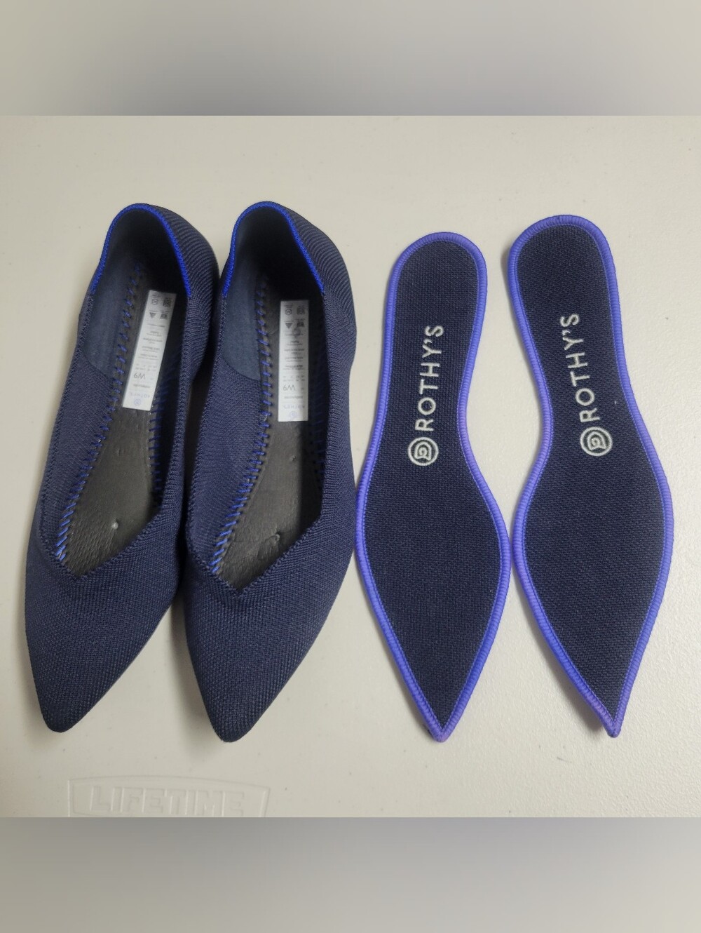 Rothy's The Point Navy Blue Knit Pointed Toe Flats Size 9. - Picture 5 of 12